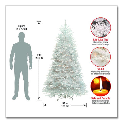 Pre-Lit Dunhill Fir White Tree, 59" x 55" x 84", White Tree, White Tree Stand