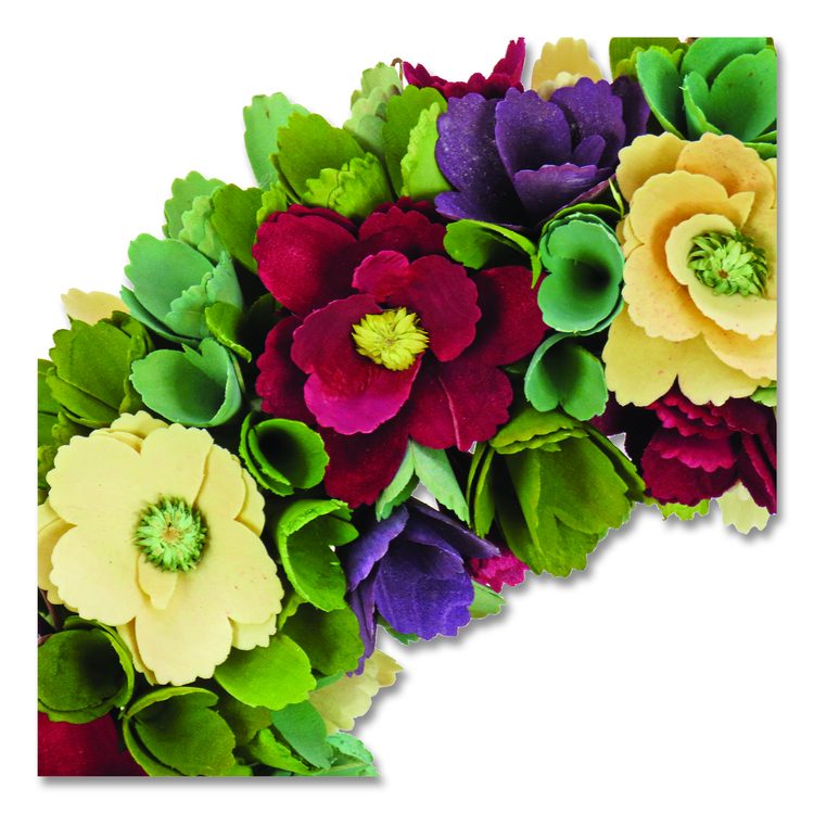 Red and Cream Floral Wreath, 18" x 18" x 3.93", Red