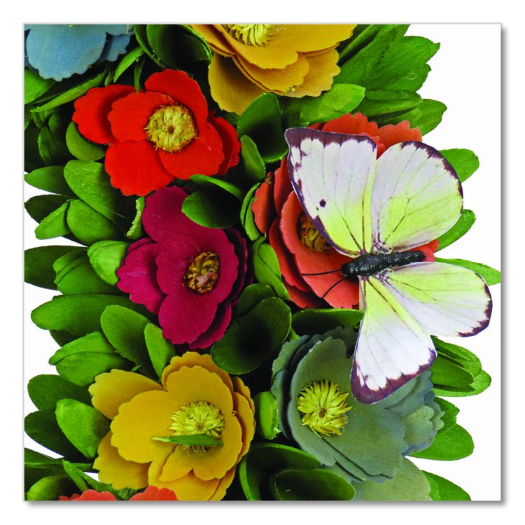 Spring Floral Wreath with Butterfly, 19.7" x 19.7" x 4.3", Assorted Colors