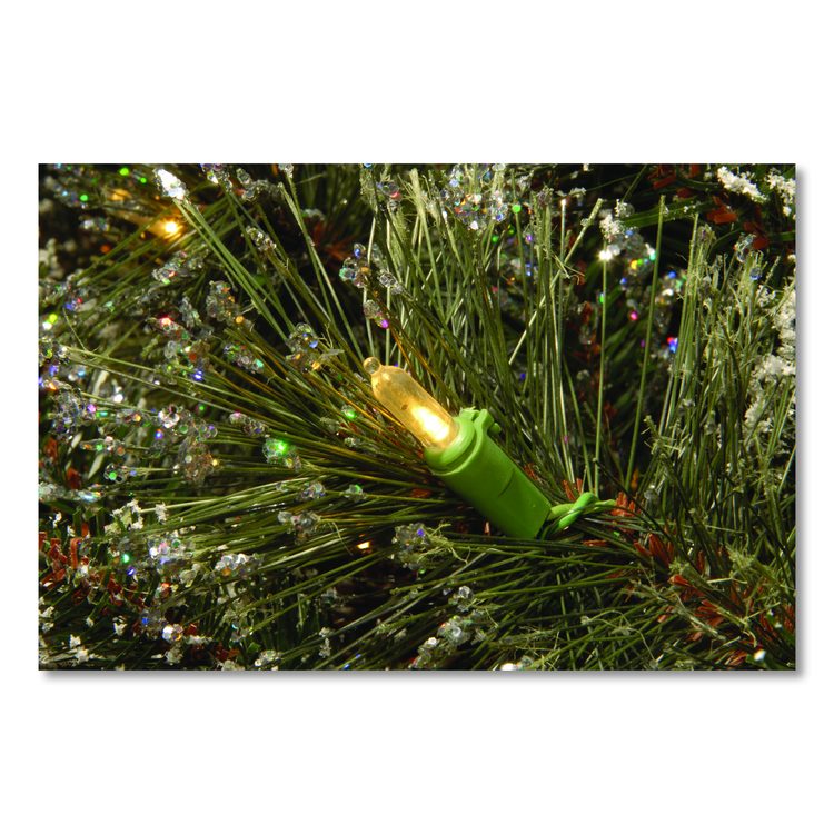 Pre-Lit Glittery Bristle Pine Garland, AC Powered, Clear Incandescent Lights, 108" Long, Green