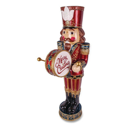 Animated Nutcracker, AC Powered, Blue/Green/Red/Yellow LED Lights, 22.25" x 18" x 58.5", Red