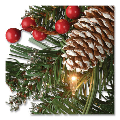 Pre-Lit Glittery Mountain Spruce Garland, AC Powered, Clear Incandescent Lights, 108" Long, Green