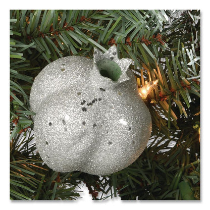 Pre-Lit Glittery Pine Pomegranate Garland, AC Powered, Clear Incandescent Lights, 108" Long, Green