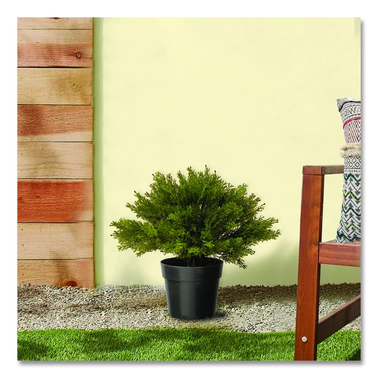 Artificial Globe Juniper, 15" x 15" x 15", Green Plant, Green Pot