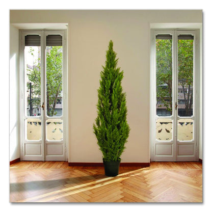 Artificial Arborvitae, 13" x 13" x 60", Green Tree, Green Pot