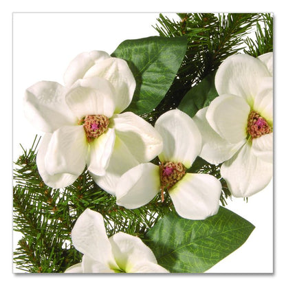 North Valley Spruce Magnolia Wreath, 24" Diameter x 3.5"h, White