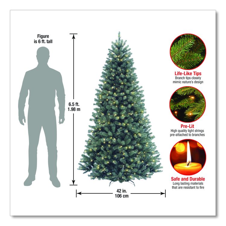 Pre-Lit North Valley Spruce Blue Tree, 42" x 42" x 78", Blue Tree, Green Tree Stand