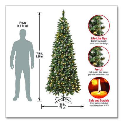 Pre-Lit Oakley Hills Slim Tree, 31" x 31" x 90", Green Tree, Green Tree Stand