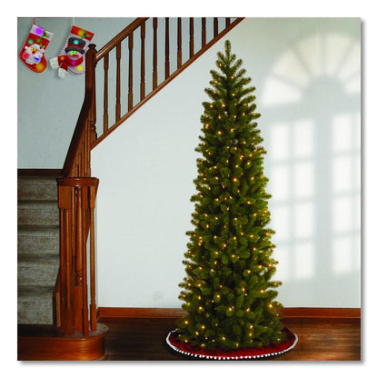 Pre-Lit Downswept Douglas Fir Pencil Slim Tree, 30" x 30" x 78", Green Tree, Green Tree Stand