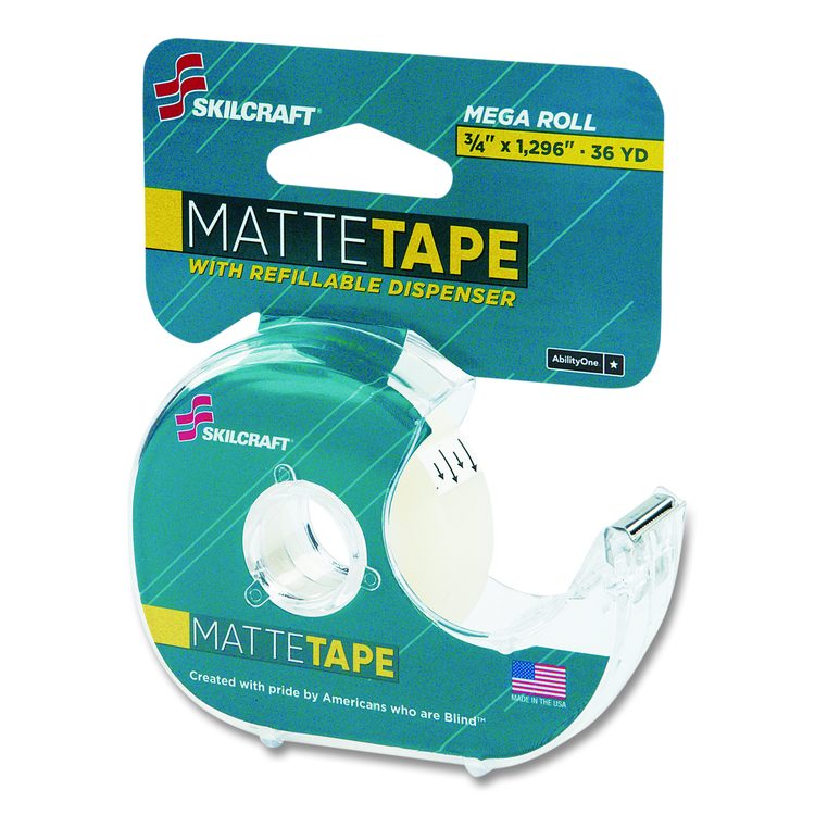 7520015167575, SKILCRAFT Tape with Dispenser, 1" Core, 0.75" x 36 yds, Matte Clear