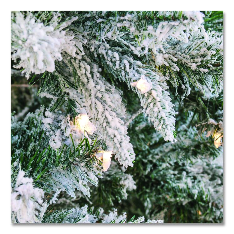 Pre-Lit Snowy Mixed Pine Tree, 44" x 44" x 78", Green Tree, Green Tree Stand