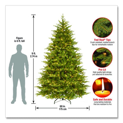 Pre-Lit Nordic Spruce Medium Tree, 69" x 69" x 108", Green Tree, Green Tree Stand