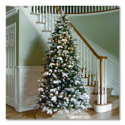 Pre-Lit Snowy Everest Fir, 64" x 64" x 108", Green Tree, Green Tree Stand