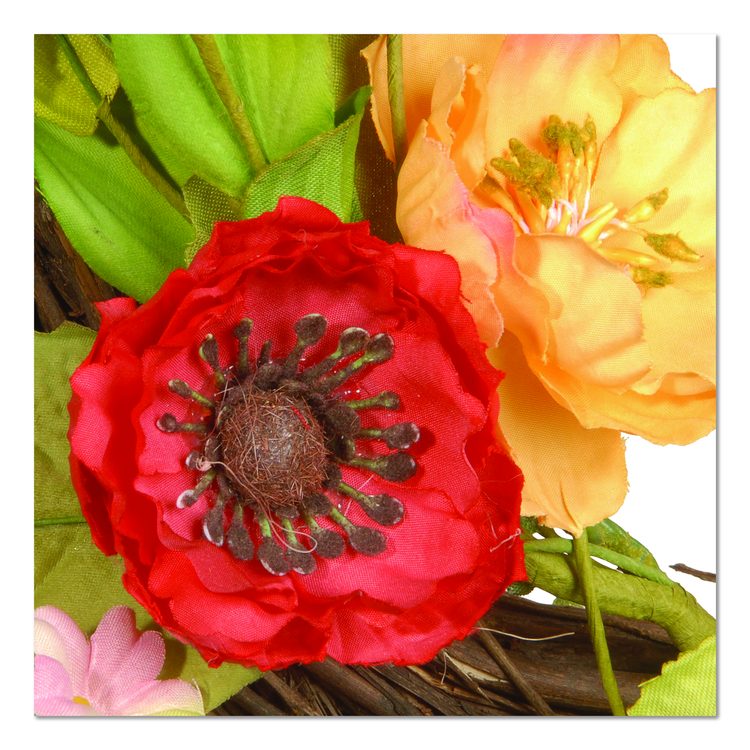 Spring Wreath, 22" Diameter x 3" h, Green/Pink/Red/Yellow