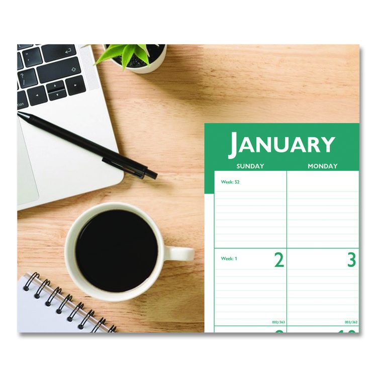 Express Track Monthly Desk Pad Calendar, 22 x 17, White/Teal Sheets, Teal Binding, 13-Month: Jan 2026 to Jan 2027