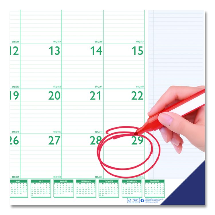 Express Track Monthly Desk Pad Calendar, 22 x 17, White/Teal Sheets, Teal Binding, 13-Month: Jan 2026 to Jan 2027