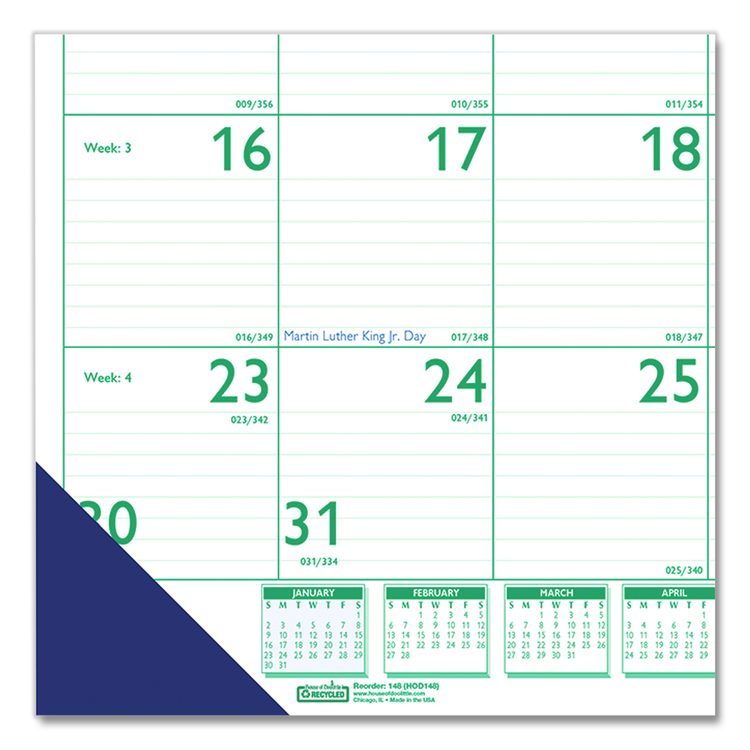 Express Track Monthly Desk Pad Calendar, 22 x 17, White/Teal Sheets, Teal Binding, 13-Month: Jan 2026 to Jan 2027