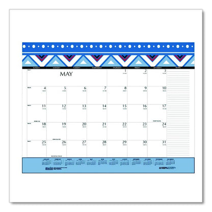 Recycled Desk Pad Calendar, Geometric Artwork, 22 x 17, White Sheets, Black Binding/Corners,12-Month (Jan to Dec): 2026