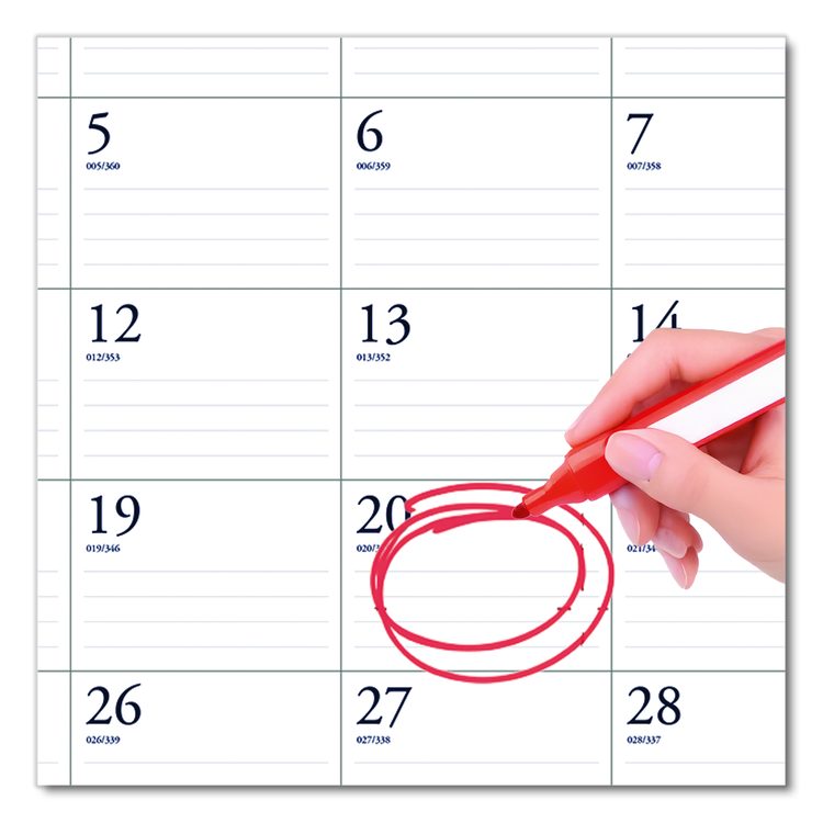 Recycled Two-Color Monthly Desk Pad Calendar, 22 x 17, Perforated White/Blue/Gray Sheets, 12-Month (Jan-Dec): 2026
