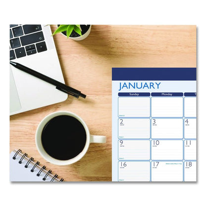 Recycled Contempo Desk Pad Calendar, 22 x 17, White/Blue Sheets, Blue Binding, Blue Corners, 12-Month (Jan to Dec): 2026