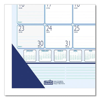 Recycled Contempo Desk Pad Calendar, 22 x 17, White/Blue Sheets, Blue Binding, Blue Corners, 12-Month (Jan to Dec): 2026