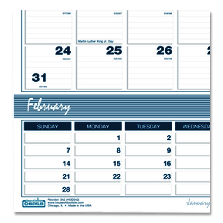 Bar Harbor Recycled Wirebound 3-Months-per-Page Wall Calendar, 12 x 17, White/Blue/Gray, 14-Month: Dec 2025 to Jan 2027
