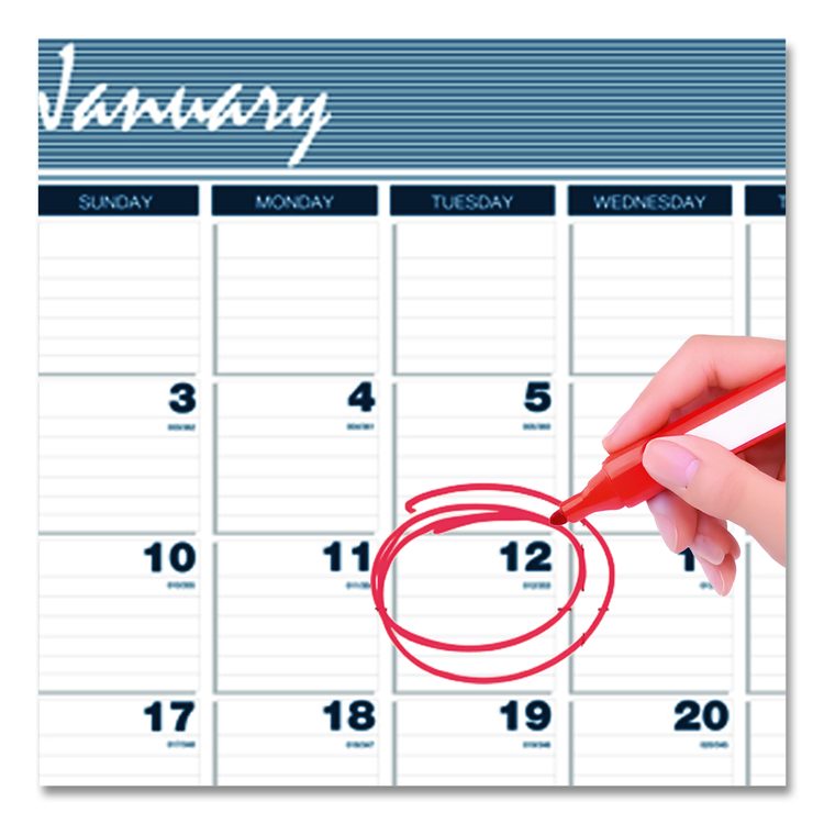 Bar Harbor Recycled Wirebound 3-Months-per-Page Wall Calendar, 12 x 17, White/Blue/Gray, 14-Month: Dec 2025 to Jan 2027