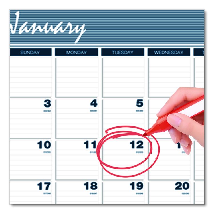 Bar Harbor Recycled Wirebound 3-Months-per-Page Wall Calendar, 15.5 x 22, White/Blue/Gray, 14-Month: Dec 2025 to Jan 2027