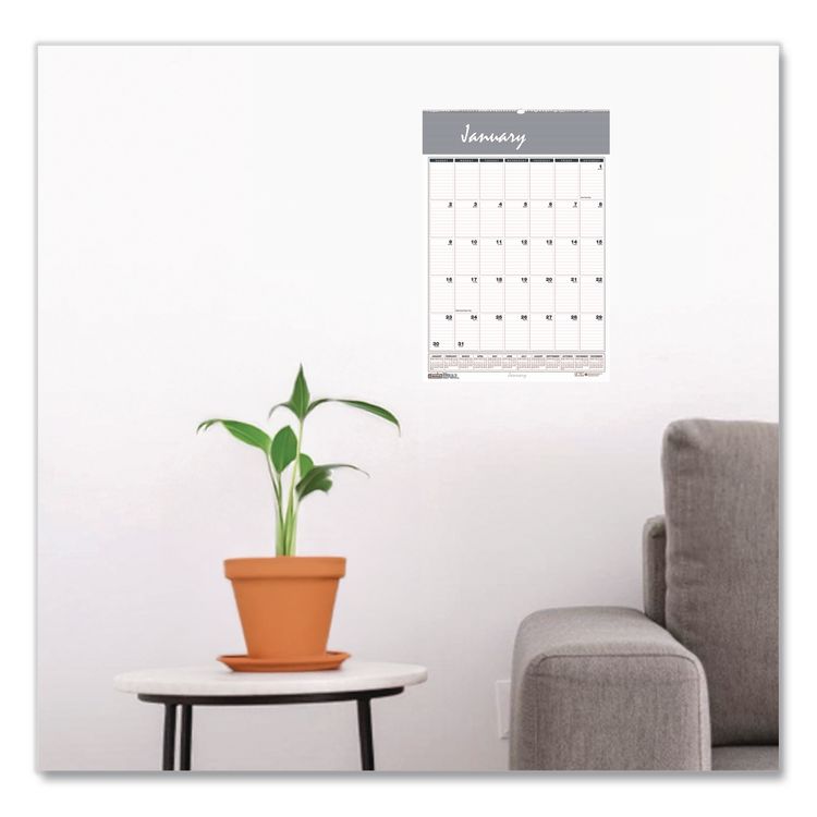 Academic Year Bar Harbor Recycled Wirebound Monthly Wall Calendar, 12 x 17, White/Blue Sheets, 12-Month (Aug-July): 2025-2026