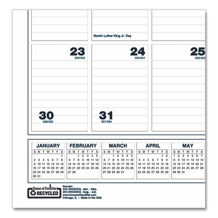 Academic Year Bar Harbor Recycled Wirebound Monthly Wall Calendar, 15.5 x 22, White/Blue Sheets, 12-Month(Aug-July):2025-2026