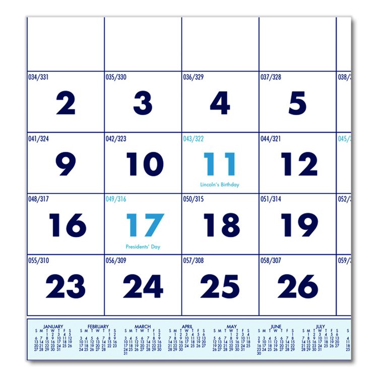 Recycled Three-Month Format Wall Calendar, Vertical Orientation, 12.25 x 26, White Sheets, 14-Month: Dec 2025 to Jan 2027