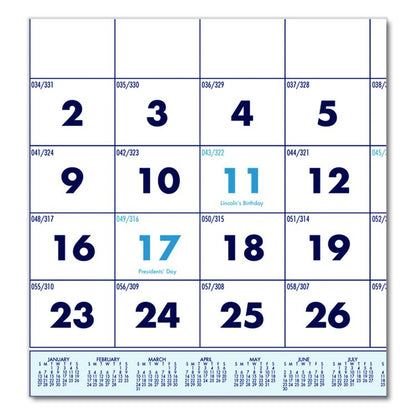 Recycled Three-Month Format Wall Calendar, Vertical Orientation, 12.25 x 26, White Sheets, 14-Month: Dec 2025 to Jan 2027