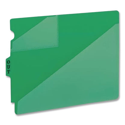 End Tab Poly Out Guides, Two-Pocket Style, 1/3-Cut End Tab, Out, 8.5 x 11, Green, 50/Box
