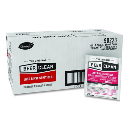 Beer Clean Last Rinse Glass Sanitizer, Unscented, Powder, 0.25 oz Pack, 100/Carton