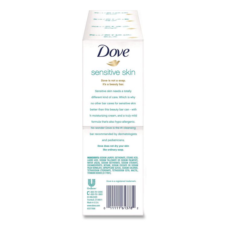 Sensitive Skin Bath Bar, Unscented, 3.75 oz, 8 Bars/Pack, 9 Packs/Carton