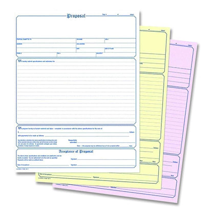 Contractor Proposal Form, Three-Part Carbonless, 8.5 x 11.44, 50 Forms Total