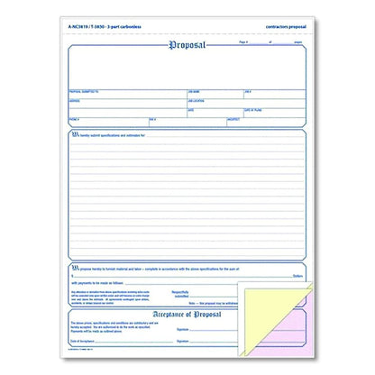 Contractor Proposal Form, Three-Part Carbonless, 8.5 x 11.44, 50 Forms Total