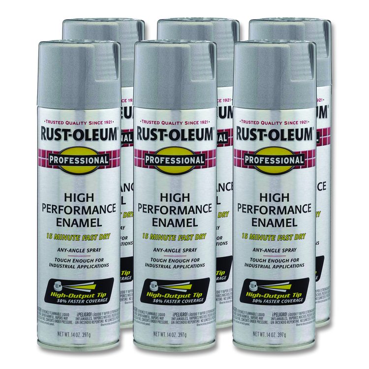 Professional Spray Paint, Metallic Aluminum, 14 oz Aerosol Can, 6/Carton