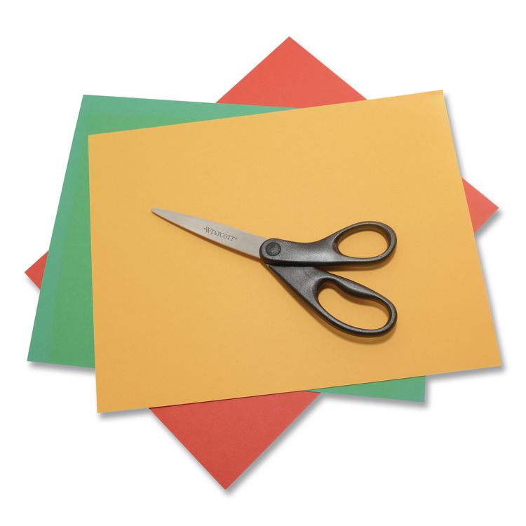 Design Line Straight Stainless Steel Scissors, 8" Long, 3.13" Cut Length, Straight Black Handle