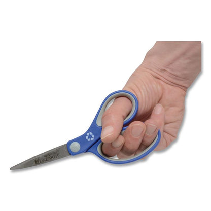 KleenEarth Soft Handle Scissors, 7" Long, 2.25" Cut Length, Straight Blue/Gray Handle
