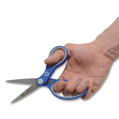 KleenEarth Soft Handle Scissors, 7" Long, 2.25" Cut Length, Straight Blue/Gray Handle
