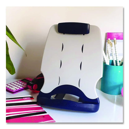 InSight Adjustable Book/Copyholder, Holds Up to 50 Legal Size Sheets, Metal, Midnight Blue/Gray