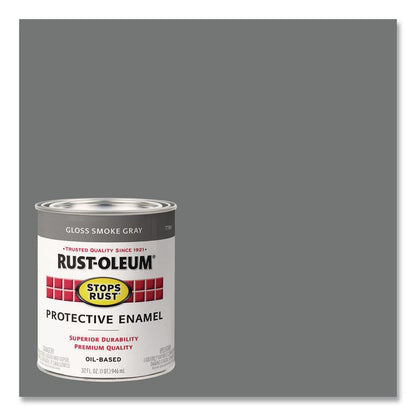 Stops Rust Brush-On Protective Enamel Paint, Gloss Smoke Gray, 1 qt Can, 2/Carton
