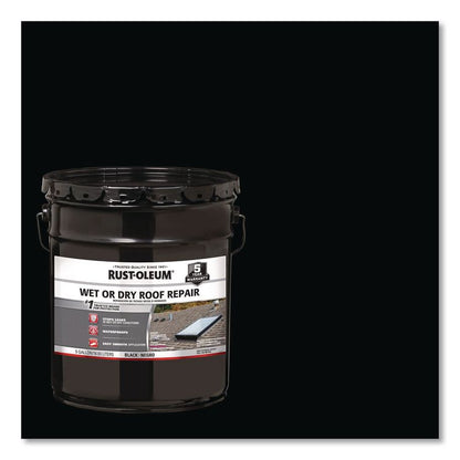 Wet or Dry Black Plastic Cement Roofing Repair Adhesive, Black, 5 gal Bucket
