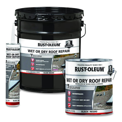 Wet or Dry Black Plastic Cement Roofing Repair Adhesive, Black, 5 gal Bucket