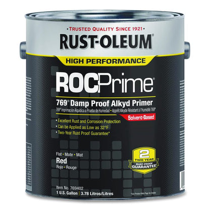 ROCPrime 769 Damp Proof Alkyd Primer, Flat Red, 1 gal Bucket/Pail, 2/Carton