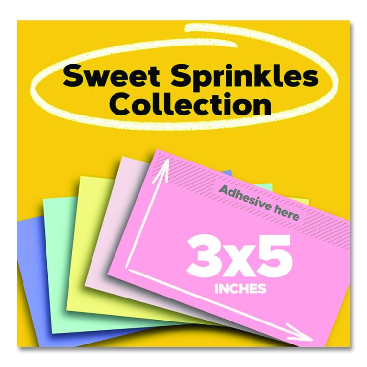 Original Recycled Note Pads, 3" x 5", Sweet Sprinkles Collection Colors, 100 Sheets/Pad, 5 Pads/Pack