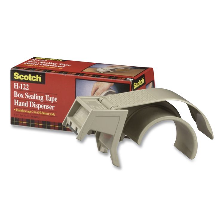 Compact and Quick Loading Dispenser for Box Sealing Tape, 3" Core, For Rolls Up to 2" x 50 m, Gray