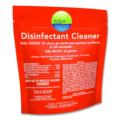 Disinfectant Cleaner, Marine Scent, 2.9 g Packets, 12 Packets/Bag with 1 qt Spray Bottle