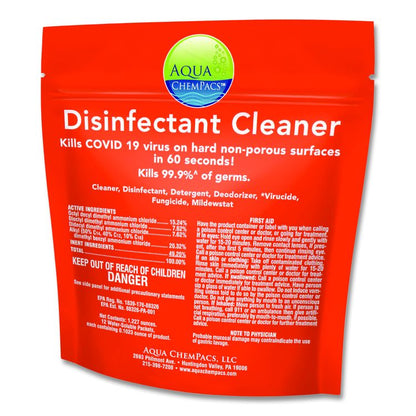 Disinfectant Cleaner, Marine Scent, 2.9 g Packets, 12 Packets/Bag with 1 qt Spray Bottle